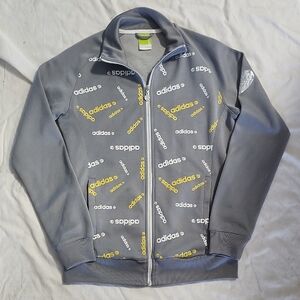 Adidas Gray Jacket with Yellow Logo Accents Womens Medium